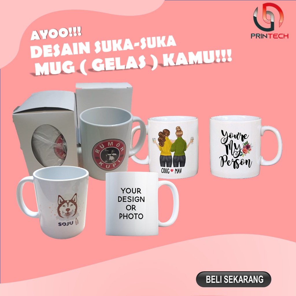 Jual Cetak Mug Satuan Gelas Promosi Custom Print Shopee Indonesia 8141