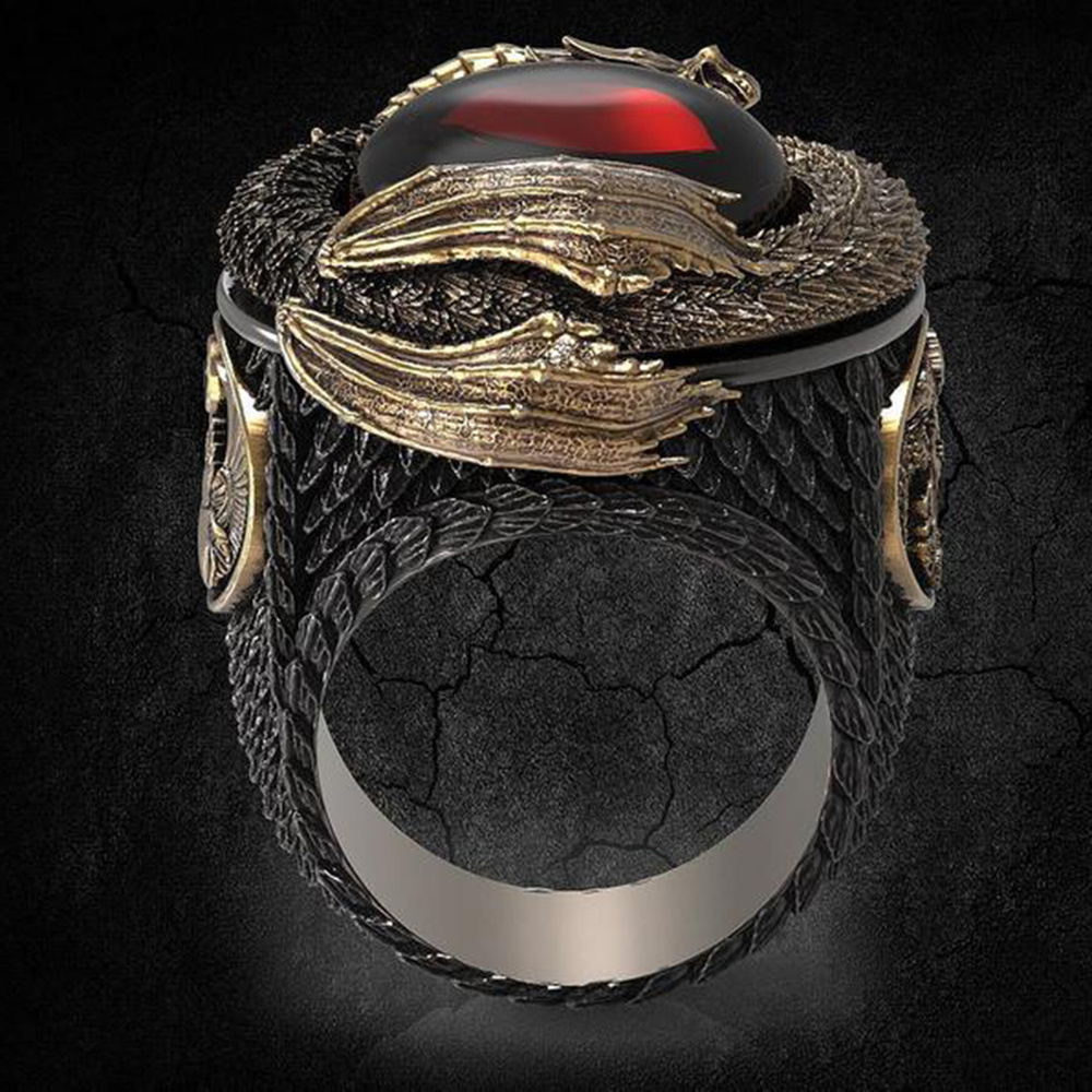 Jual Cincin Naga Phoenix 3D Pria Baja Titanium Hitam Dan Emas Cincin ...
