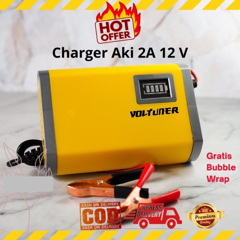 Jual VOLTUNER Charger Aki 12 Volt 2 Ampere Cas Aki Portable Mobil Motor