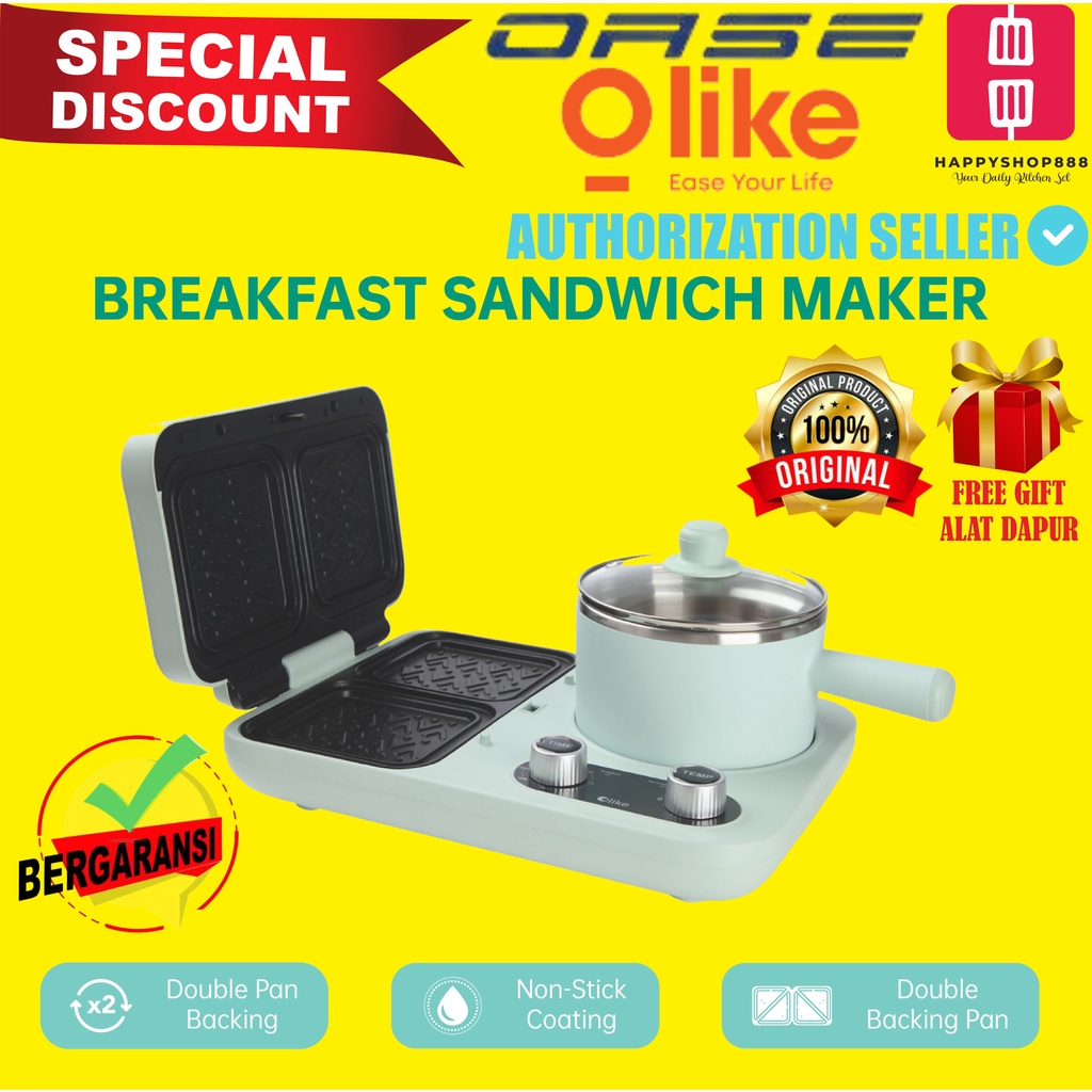 Jual Olike Breakfast Sandwich Maker Mint Green DSLA13F1 Multifungsi