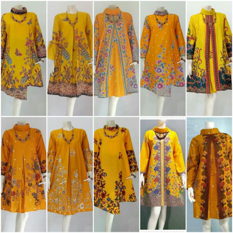 Jual Atasan Batik Wanita Tunik Warna Kuning Ld 105 And Ld 120 Shopee Indonesia 8438