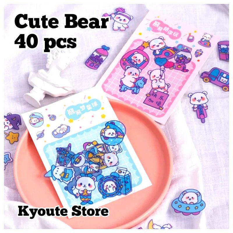 Jual 40 pcs Sticker Dekorasi Beruang Lucu Cute White Bear Scrapbooking ...