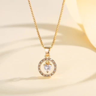 Lanme Jewelry Kalung Wanita Titanium Anti Karat Berlian Liontin Klavikula Rantai Berlian Aksesoris Fashion Kalung Perhiasan Emas Y586