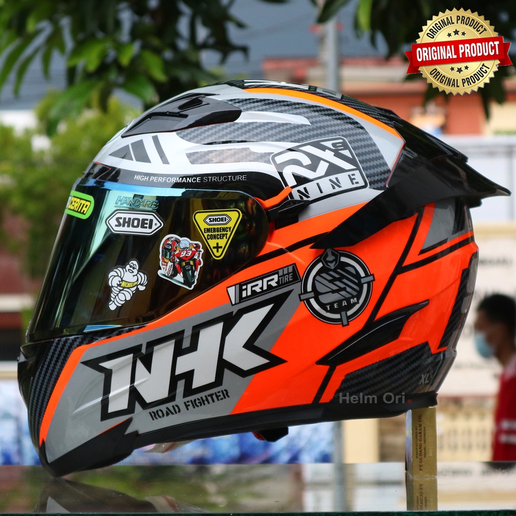 Jual Helm Original Nhk Rx Racer X Orange Paket Ganteng Visor Gold Spoiler Shopee Indonesia