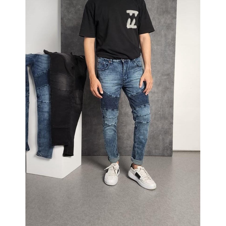 Jeans Biker Premium Quality Super SoftJeans Skinny Biker Jeans Premium  Super Soft Skinny Stretch Celana Soft Jeans Ripped Denim Size