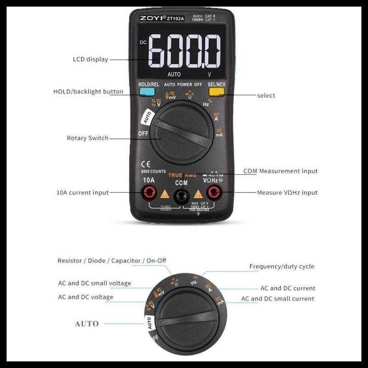 Jual Zoyi Zt102A Upgrade Auto Multimeter Digital Avometer Multitester Ori Shopee Indonesia
