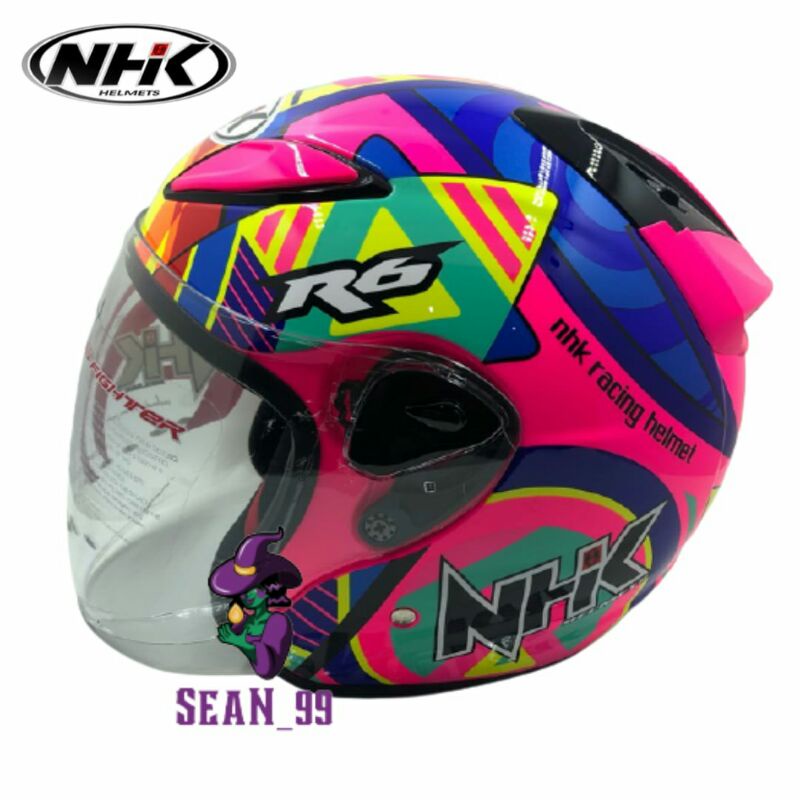 HELM NHK R6 PIGMENT PINK FLUO ORIGINAL SNI
