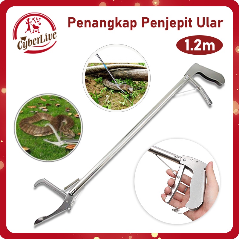 Jual Tongkat Penangkap Ular Alat Penjepit Ular Snake Tongs Silver Stainless Alat Penjepit Sampah