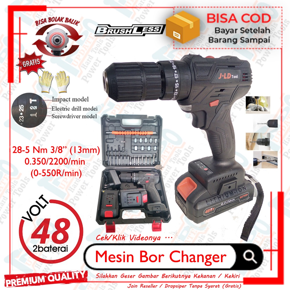 Jual Mesin Bor Cordless 2 Baterai 48v Bor Baterai Cordless Drill Bor ...