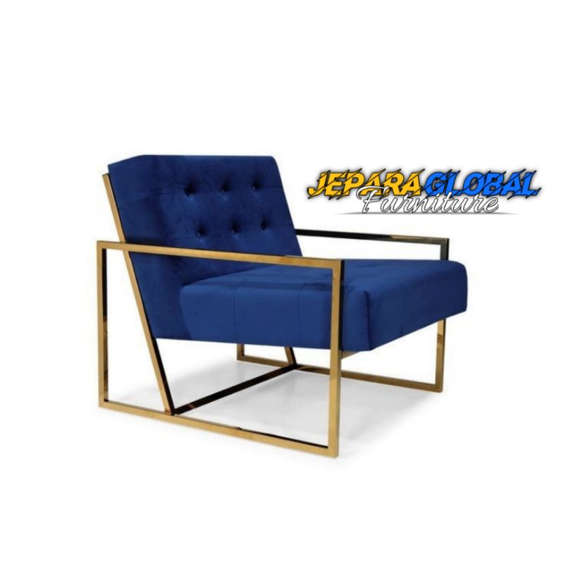 Jual Kursi Sofa single arm chair navy stainless steel (kursi sofa,kursi