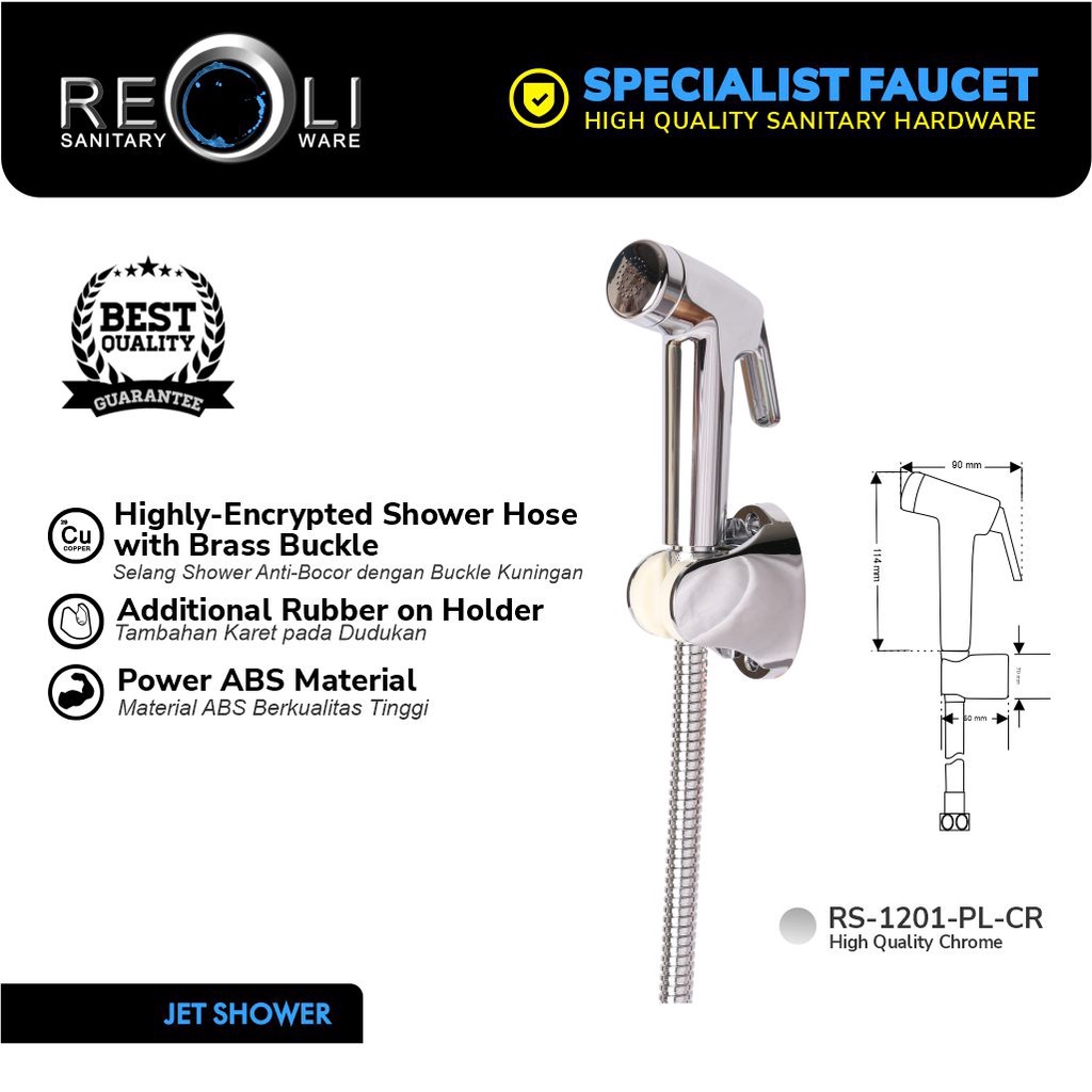 Jual REOLI Toilet Jet Shower Washer Bidet Cebok WC Closet Chrome 1201 ...
