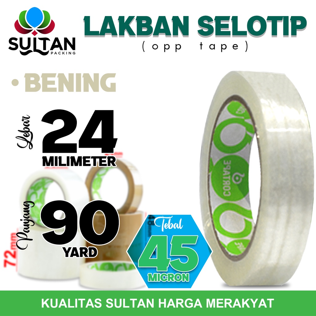 Jual Lakban Isolasi Selotip BENING 24mm x 90yard OPP Tape Plakban ...