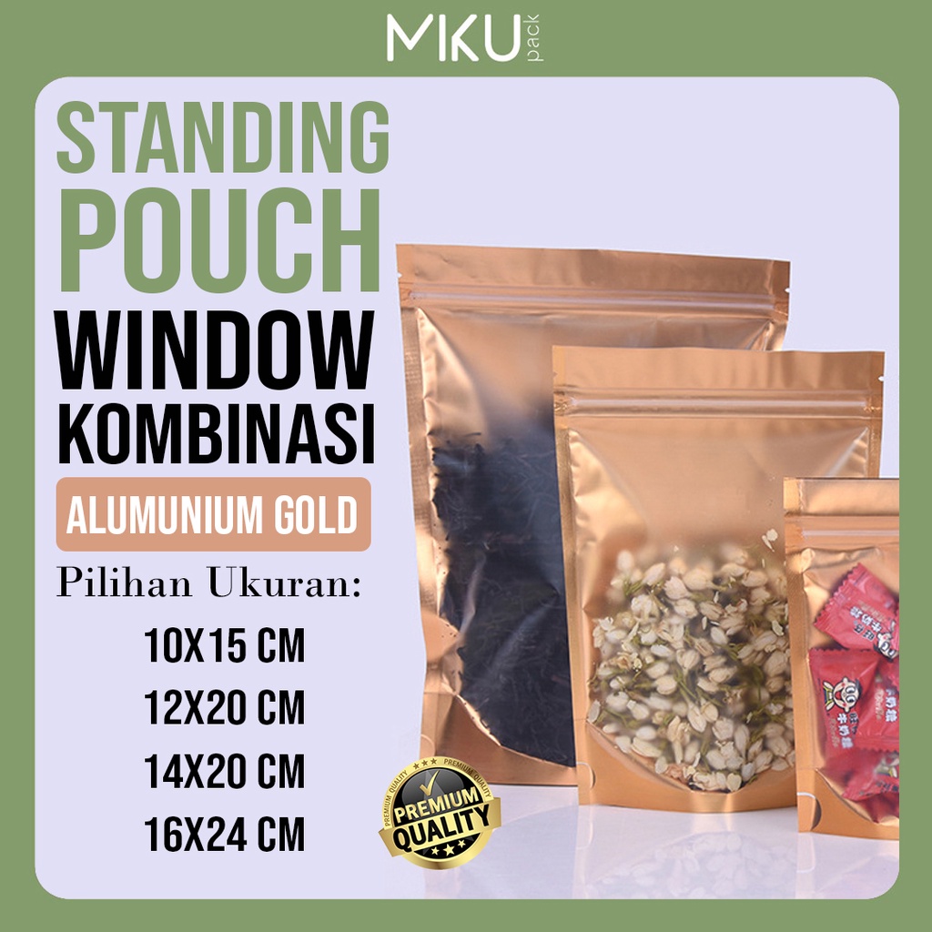 Jual Mikupack Satuan Standing Pouch Window Matte Kombinasi Buram Plastik Klip Kemasan Makanan