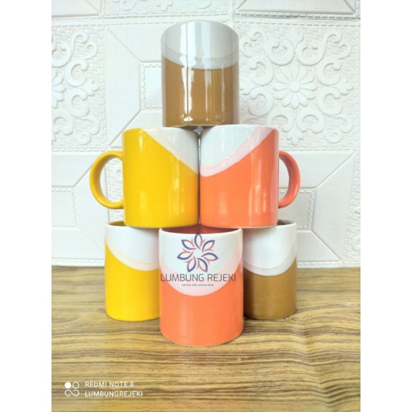 Jual Mug Keramik Mug Two Tone Mug Warna Mug Twotone Mug 2 Warna Gelas Gagang Mug 0021