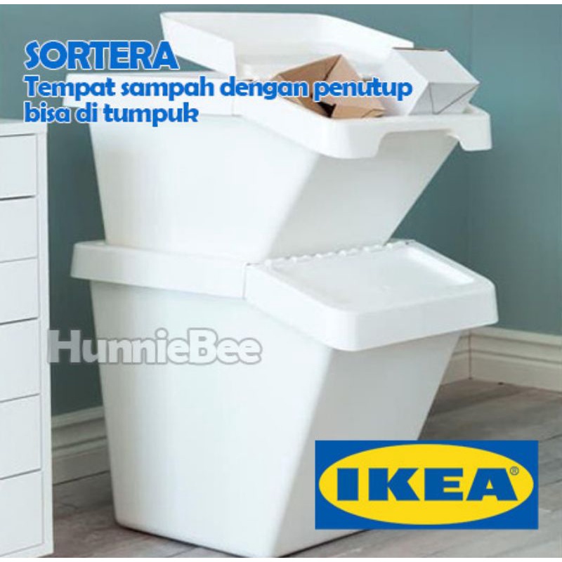 Jual SORTERA Tempat Sampah Dengan Penutup, Putih, 41x55x28 Cm, 37 L ...