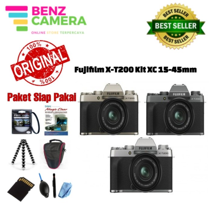 Jual Fujifilm XT200 Kit XC 1545mm Fujifilm XT200 Black Standard Box