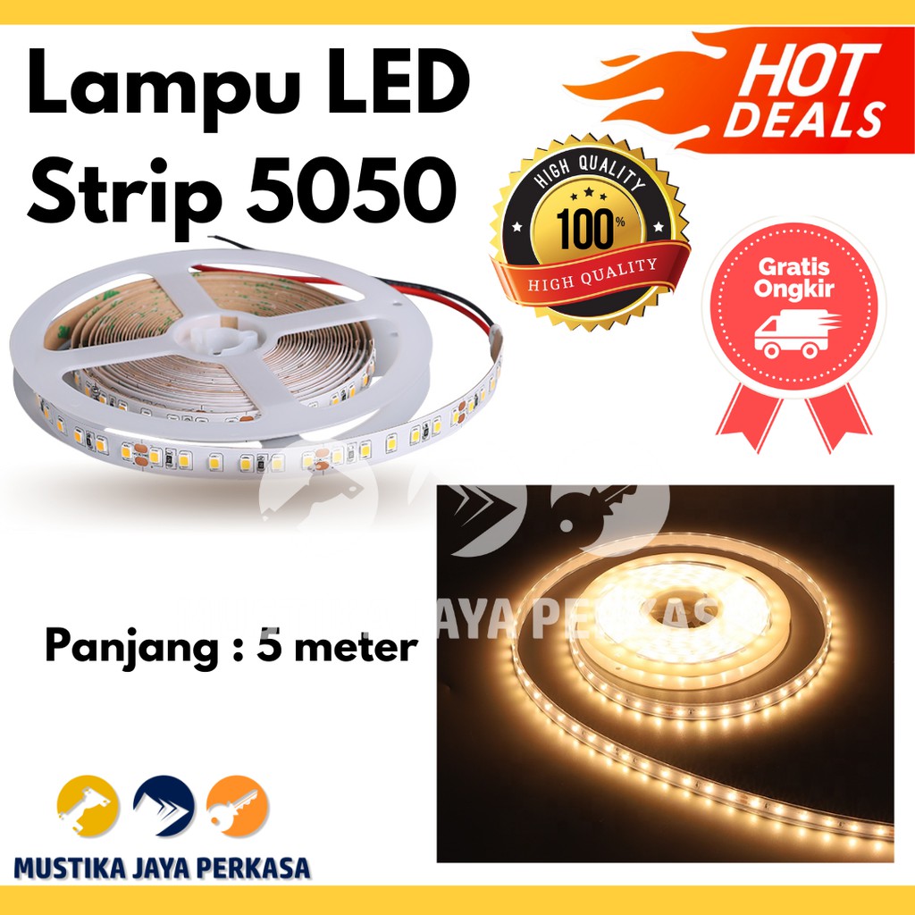 Jual Lampu LED Strip 5050 3528 5 Meter Lampu Lemari Mata Besar Putih ...