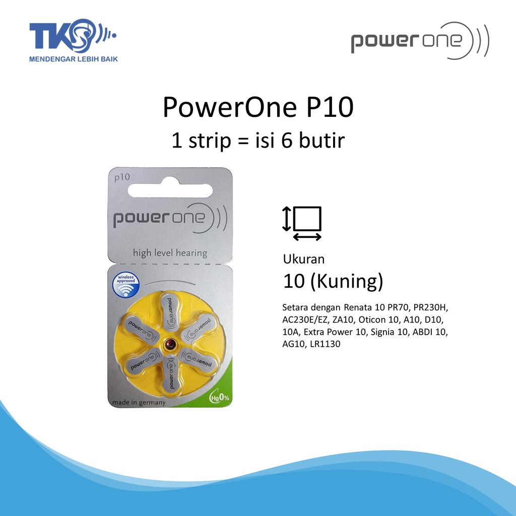 Jual Baterai Alat Bantu Dengar PowerOne P10 (kode 10 / Kuning) | Shopee ...