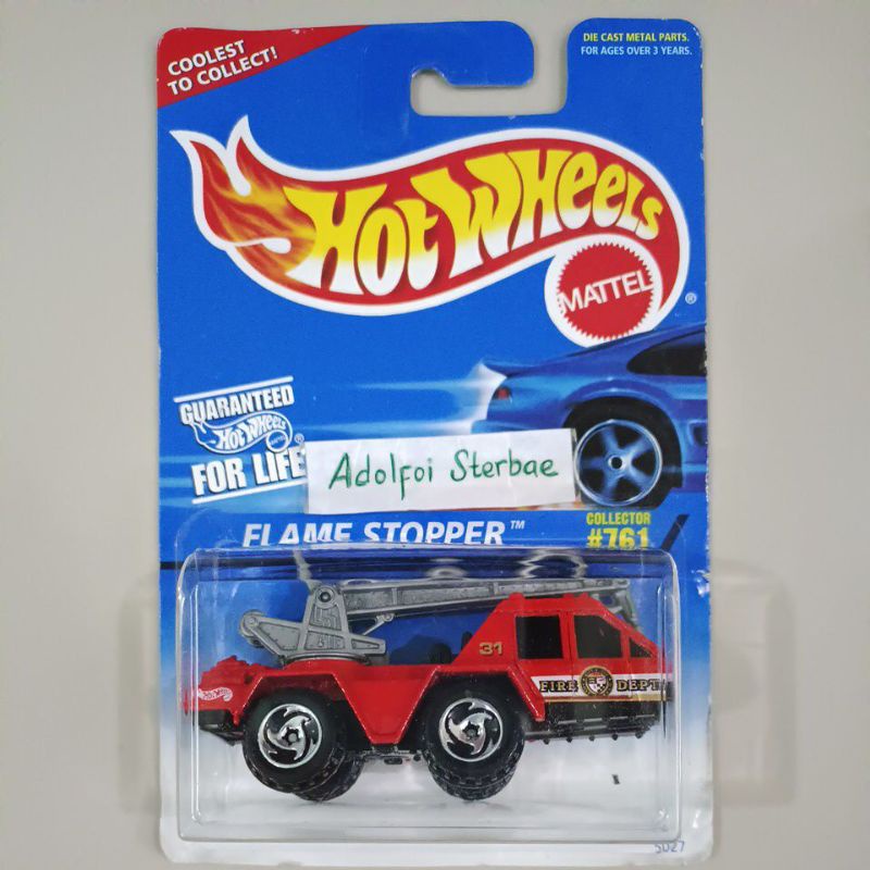 Hot Wheels 1986 Flame Stopper Mint on Cut Card Fire Engine Rescue