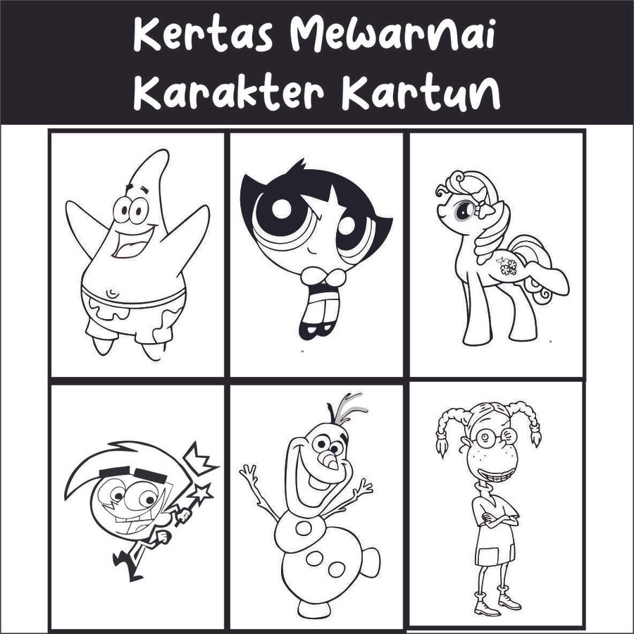Jual Kertas Mewarnai Gambar Karakter Kartun Anak Warna Coloring Bukan