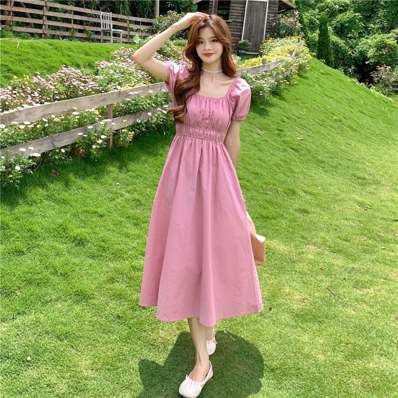 pink and white midi dress MEADOWA Cream White Floral Corset Midi Dress