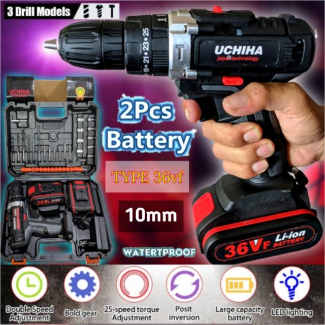 Jual Mesin Bor Baterai Impact Drill Cordless Beton Besi Kayu Obeng ...