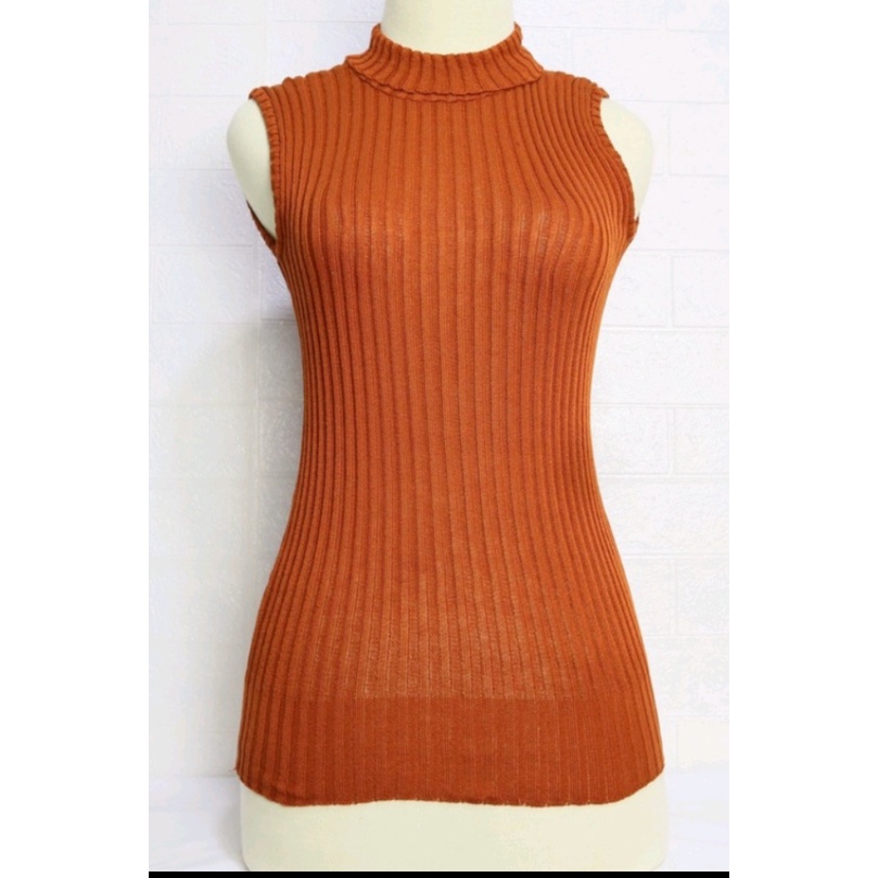 Jual Turtle Neck Tanktop Rajut / Tank top kerah tinggi rajut wanita ...