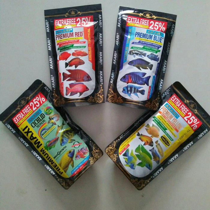 Jual Pakan Ikan Akari Premium Cichlid Tropical 100gr Maxi Blue Red