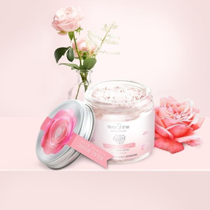 Jual EVERSHINE REAL ROSE FLOWER MASK WITH ROSE PETAL 100GR - MASKER ...