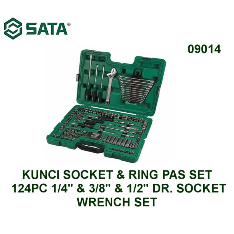Jual TOOL KIT SET SATA 09014 -124PC 1/4" & 3/8" & 1/2" DR SOCKET WRENCH ...