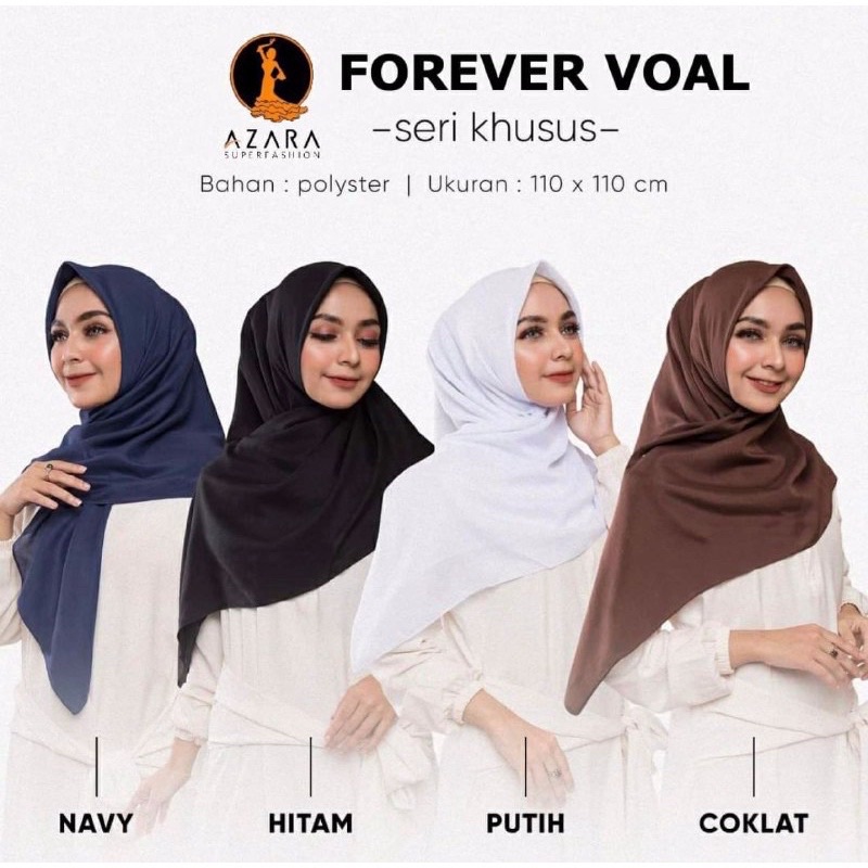 Jual Segiempat Basic Forever Voal Azara Hijab Jilbab Katun Voal Polos Untuk Sekolah Kerudung