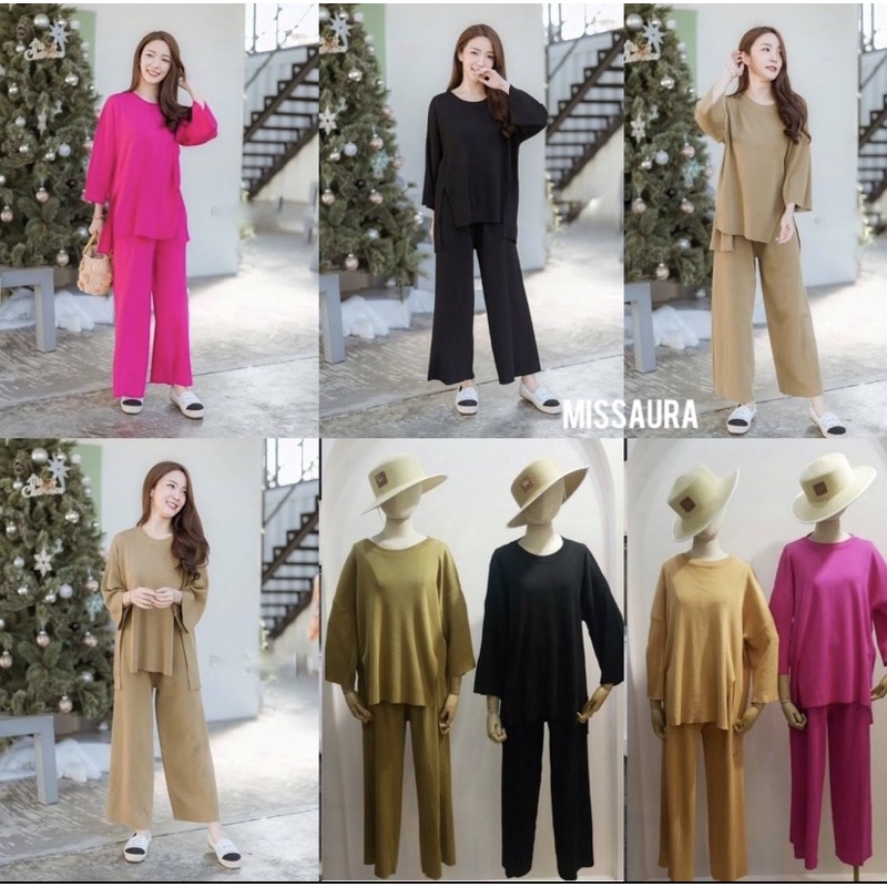 Jual Set knit Blouse + pants ( oversized ) | Shopee Indonesia