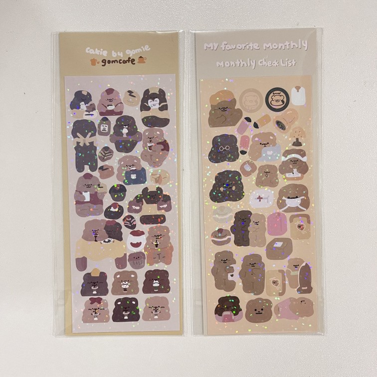 jual-1-lembar-stiker-tema-brown-bear-with-glitter-bullet-jurnal-diy