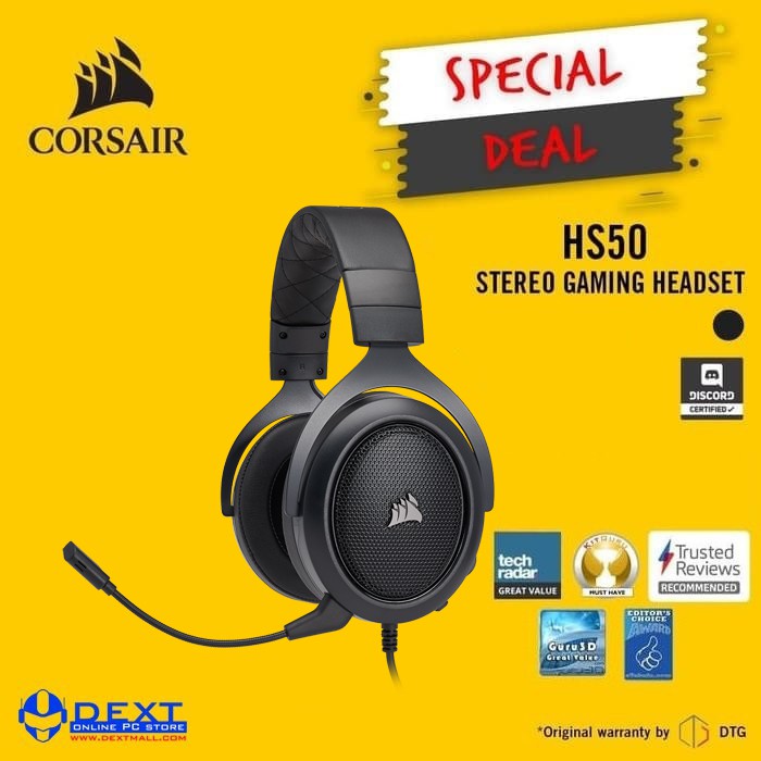 Jual Corsair HS50 Stereo Gaming Headset Carbon T2R2 Shopee