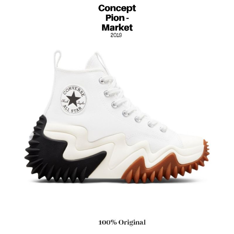Jual Converse Run Star Motion Canvas Platform HI White/Black/Gum Honey