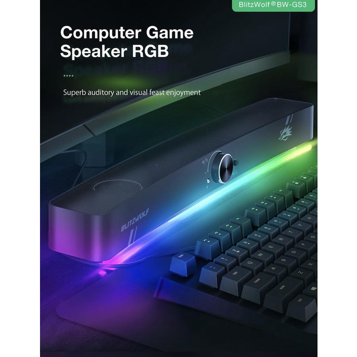 Jual BLITZWOLF BW GS3 RGB GAME SPEAKER GAMING SOUNDBAR BASS SOUND BAR