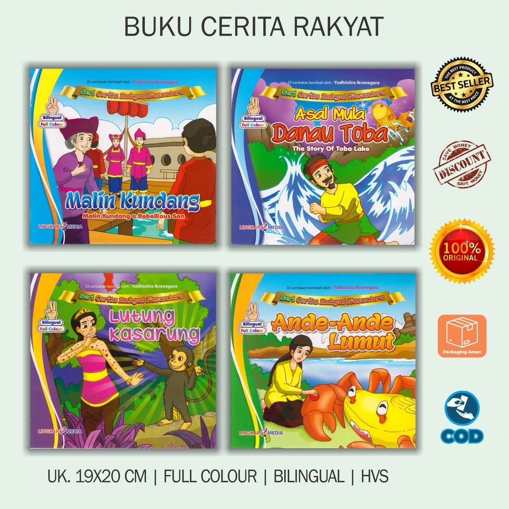 Jual Buku Cerita Anak Bergambar : Buku Cerita Rakyat Bilingual Full
