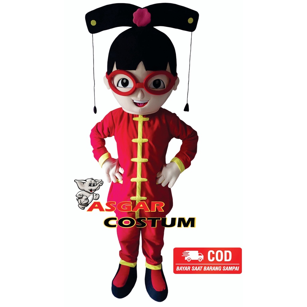 Jual Kostum maskot badut meymey MEYMEY MERAH KUNING CANTIK yang ...