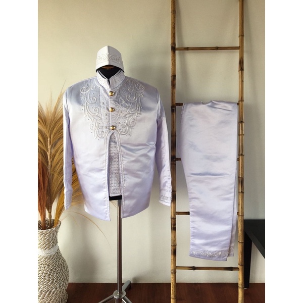 Jual basofi pengantin putih beskap sunda pengantin putih baju pengatin
