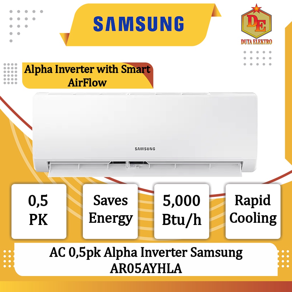 Jual AC 0,5pk Samsung AR 05 AYHLA Alpha Inverter Smart AirFlow