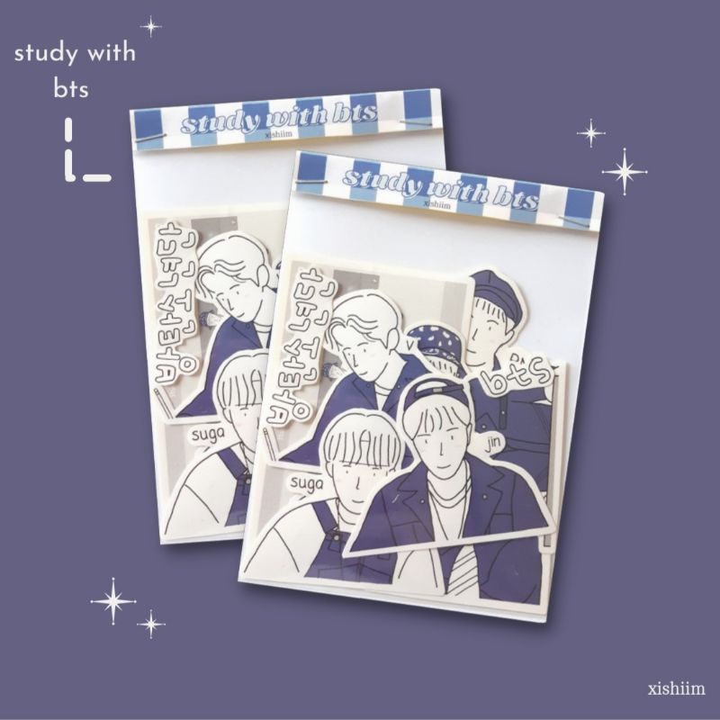 Jual stiker study with bts | zoom with bts | bts sticker [ready stock ...