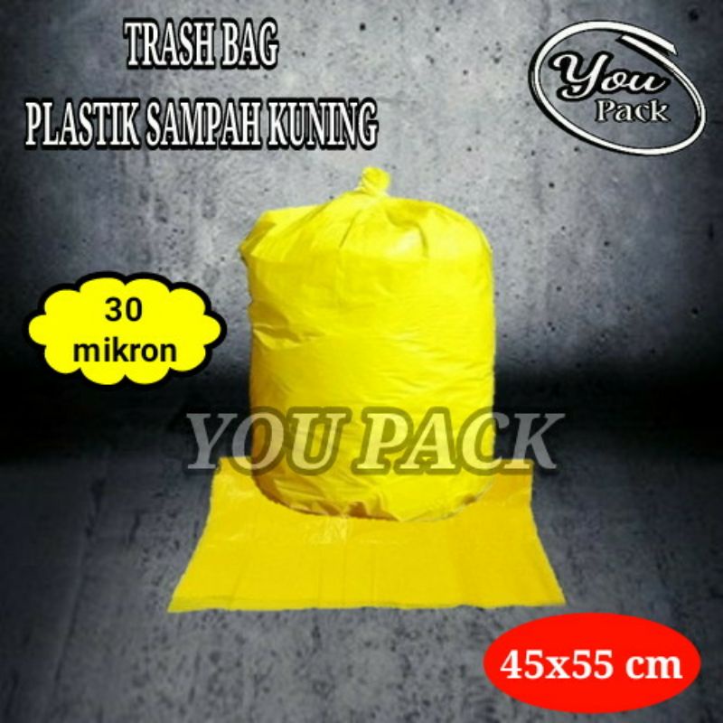 Jual TRASH BAG KANTONG PLASTIK SAMPAH KRESEK KUNING PACKING 45X55 CM ...