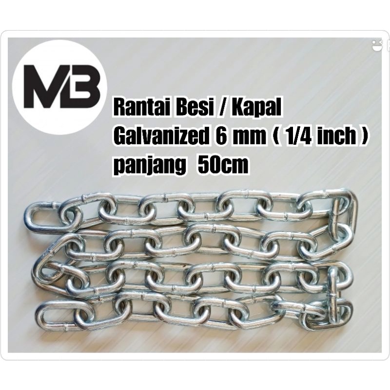 Jual Rantai Besi Kapal Galvanized Mm Inch Panjang Cm Shopee Indonesia