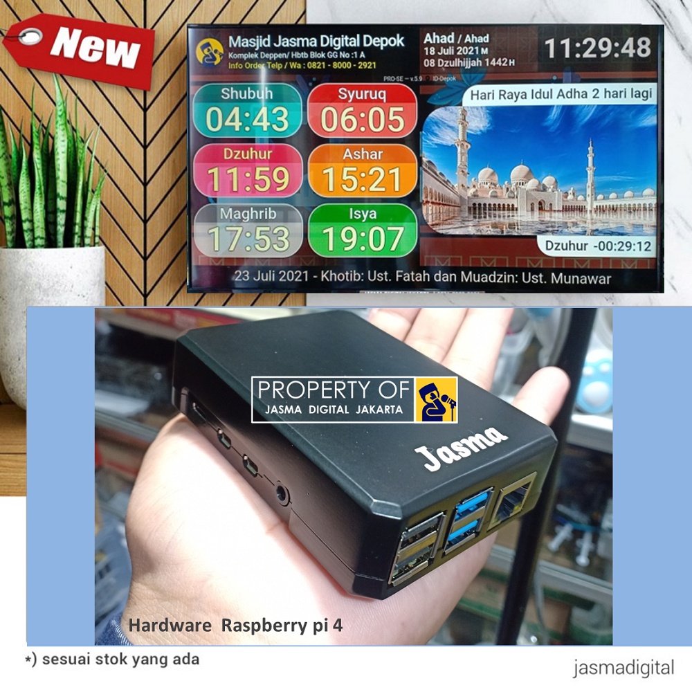 Jual Jasma Versi Spesial Edition PLUS Jam Sholat Masjid/ Musholla TV ...