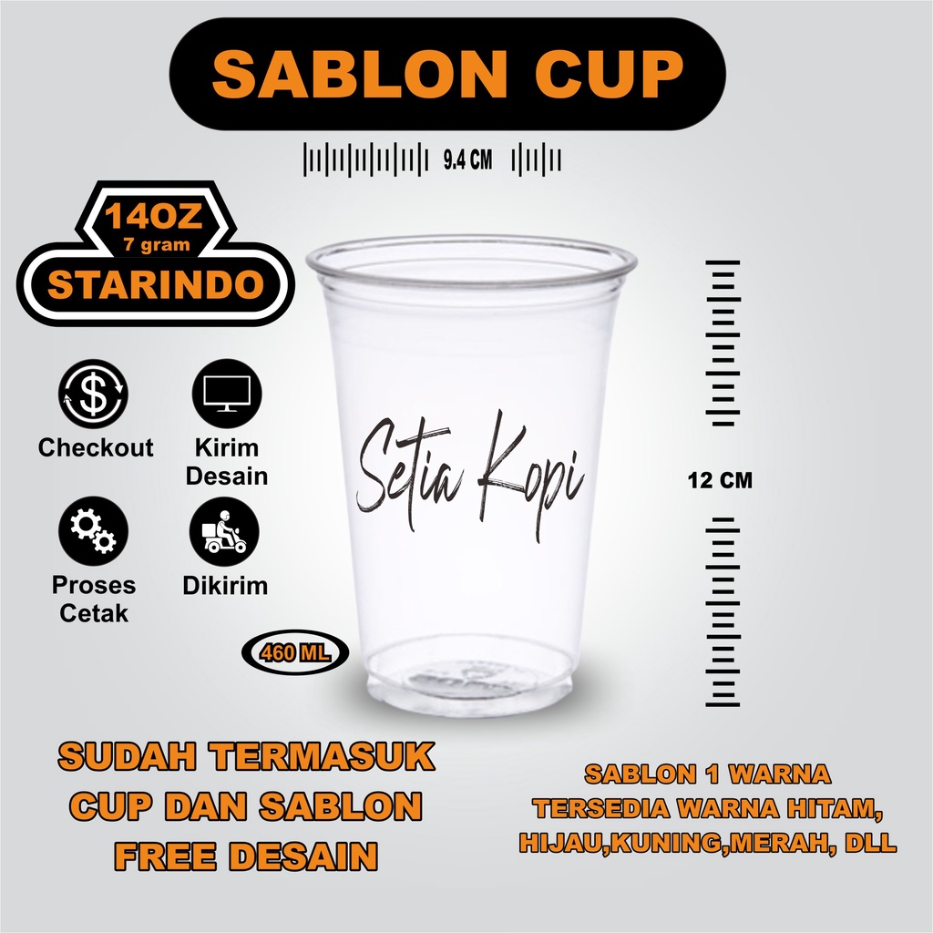 Jual Sablon Cup 14oz Datar 7gr Starindo Min 500pcs Gelas Plastik Pp Shopee Indonesia 2674