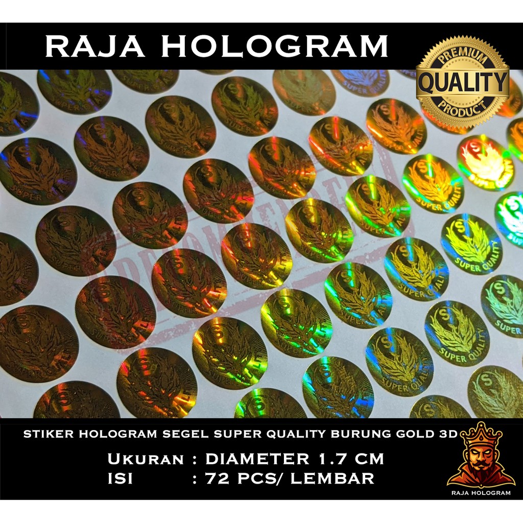 Jual STIKER HOLOGRAM SUPER QUALITY BURUNG GOLD 3D CETAK STICKER SEGEL ...
