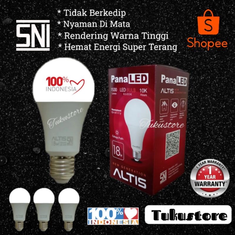 Jual Lampu Led Bulb Panaled Altis Watt Putih Garansi Tahun Shopee Indonesia