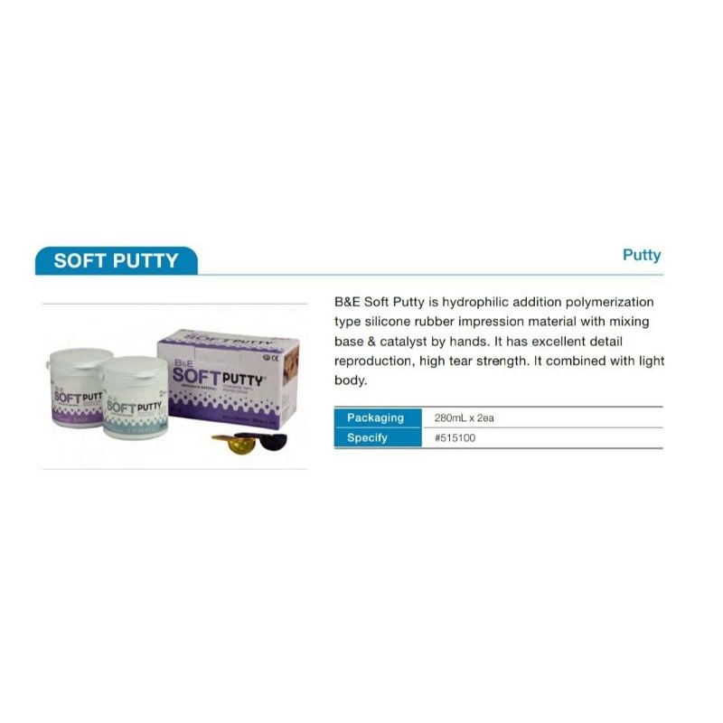 Jual Soft Putty Vinylpolyxyloxane Elastomer B&E Made in Korea / Dental bahan cetak gigi Putty