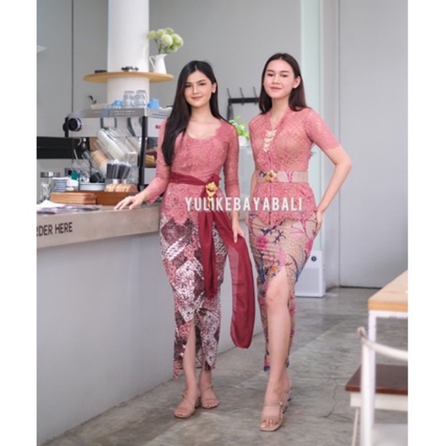 Jual Set Kebaya Bali Semi Italy Dusty Pink Kebaya Kondangan Wisuda