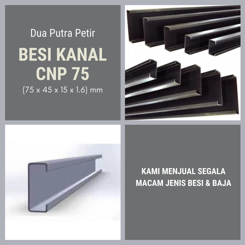 Jual Besi Kanal CNP 75 75 X 45 X 15 X 1 6 Mm Shopee Indonesia